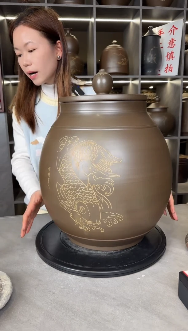 【闪购商品】罐本陶手作坭兴陶15-20斤茶叶罐手工痕迹