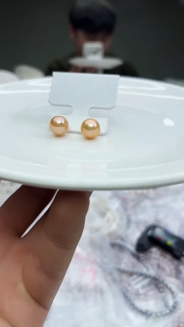 未镶嵌耳饰淡水珍珠黄色系耳饰