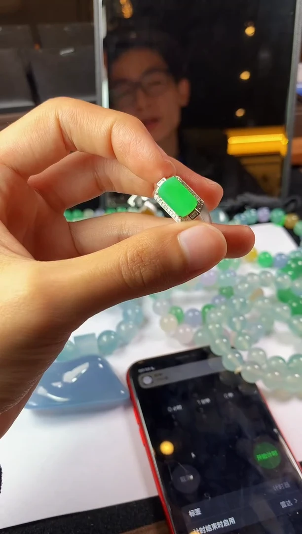 18K金镶嵌定制翡翠浅***～YZ-戒指