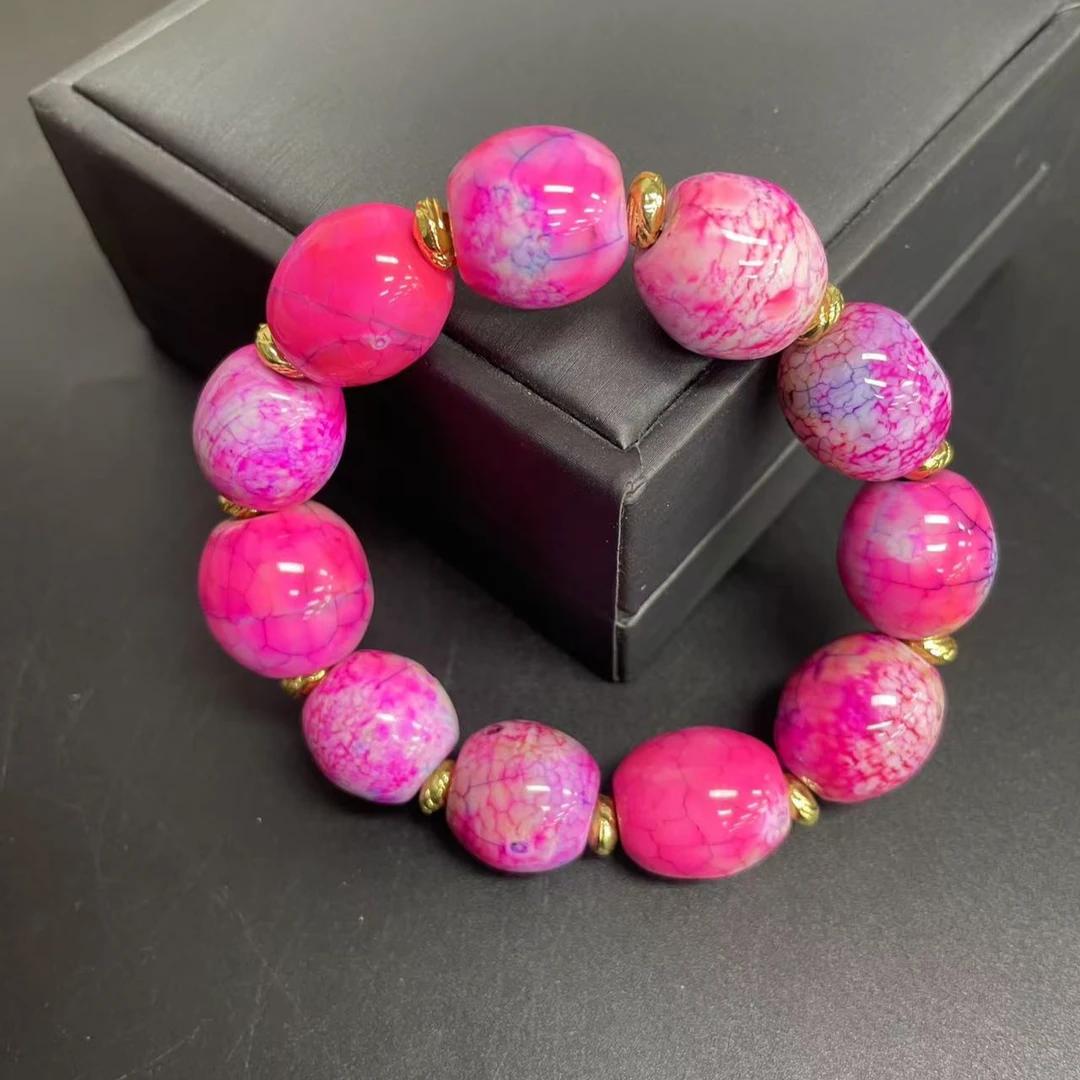 【小杰推荐】樱花粉紫雪胆金莲桶珠手链 （多样性发其一）3933