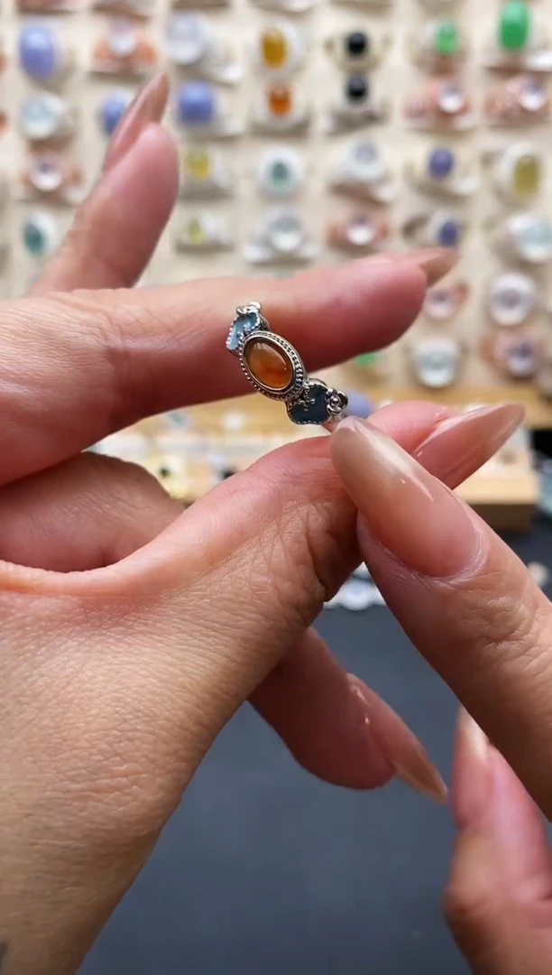 银S925镶嵌戒指翡翠缅甸天然A货翡翠11 1-7