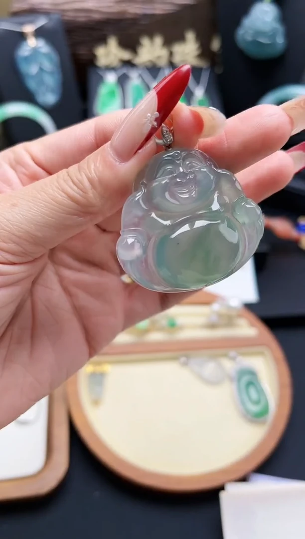 【闪购商品】翡翠颈饰18K金镶嵌翡翠佛公