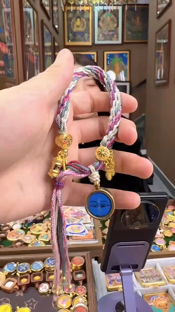 吊坠药师眼手绳颜色随机发-热贡纯手绘唐卡