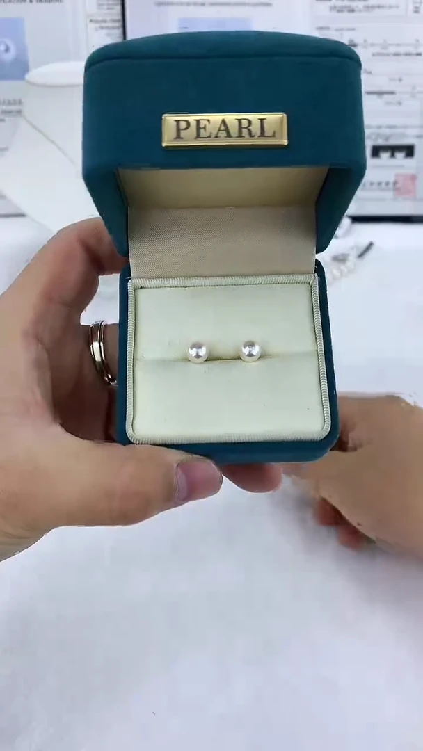 18K金镶嵌AQ海水珍珠海水珍珠耳钉@@YX123