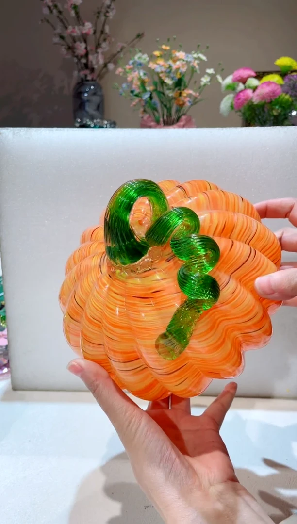 【闪购商品】琉璃手工艺品橙色黑点南瓜