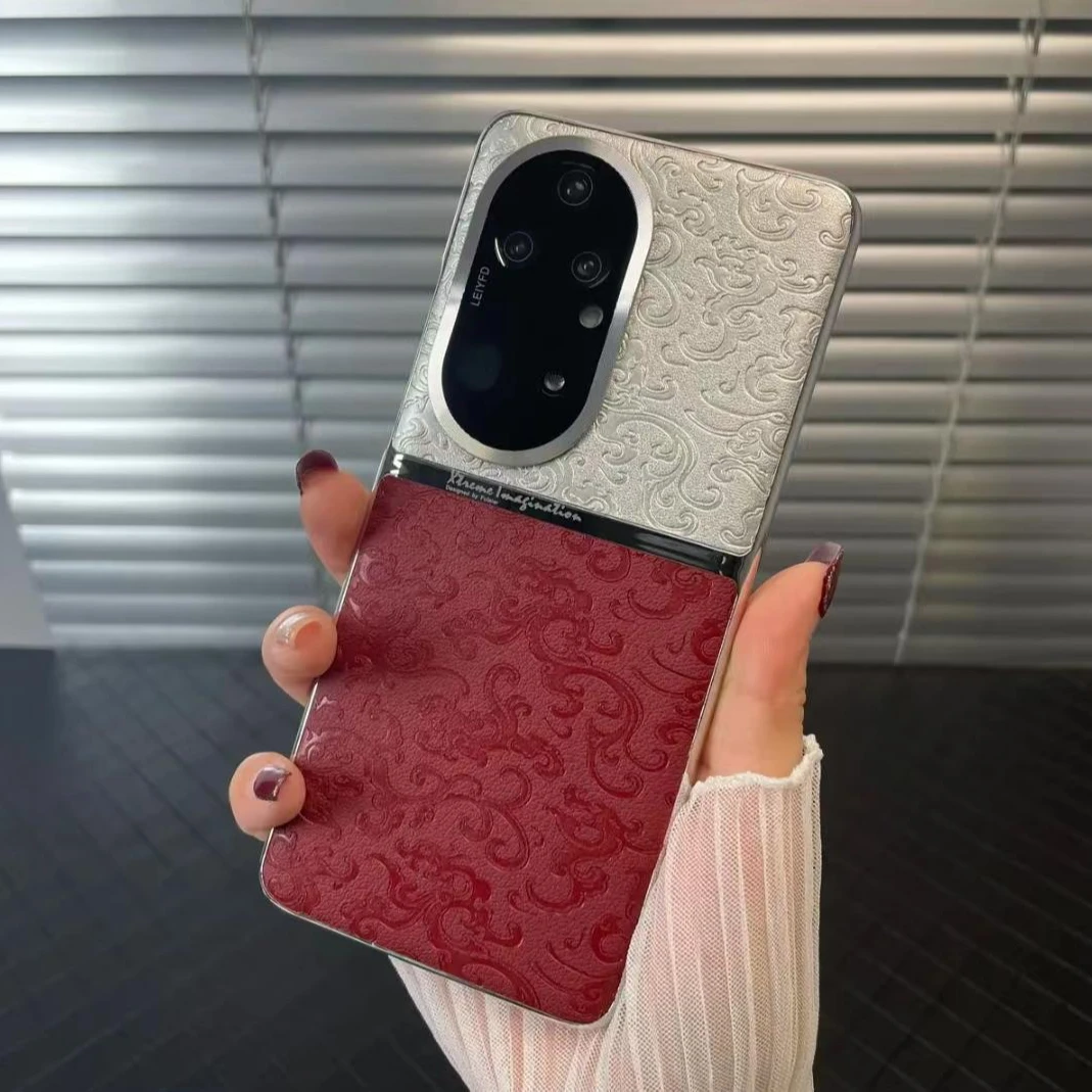 适用华为P60pro手机壳国风浮雕祥云龙纹P80/P70轻奢复古潮保护套