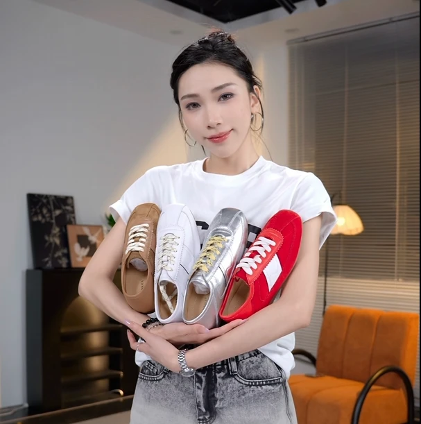 《广州工厂》手工真皮时尚内增高芭蕾舞鞋德训鞋女真皮复古休闲鞋