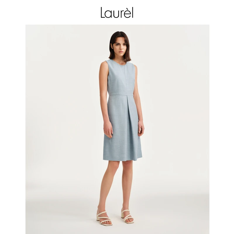 Laurel劳芮新款经典无袖圆领连衣裙女LWD351Y00100