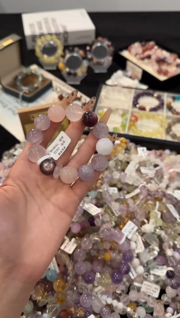 合金手链水晶粉紫多宝x3222