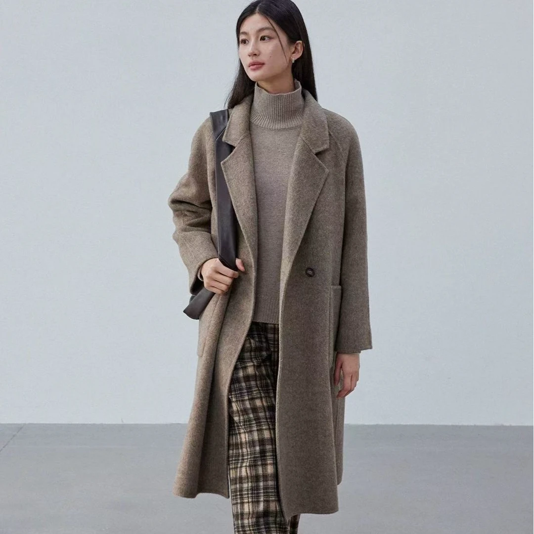 线下2199#冬季高级气质款西装大口袋羊毛大衣