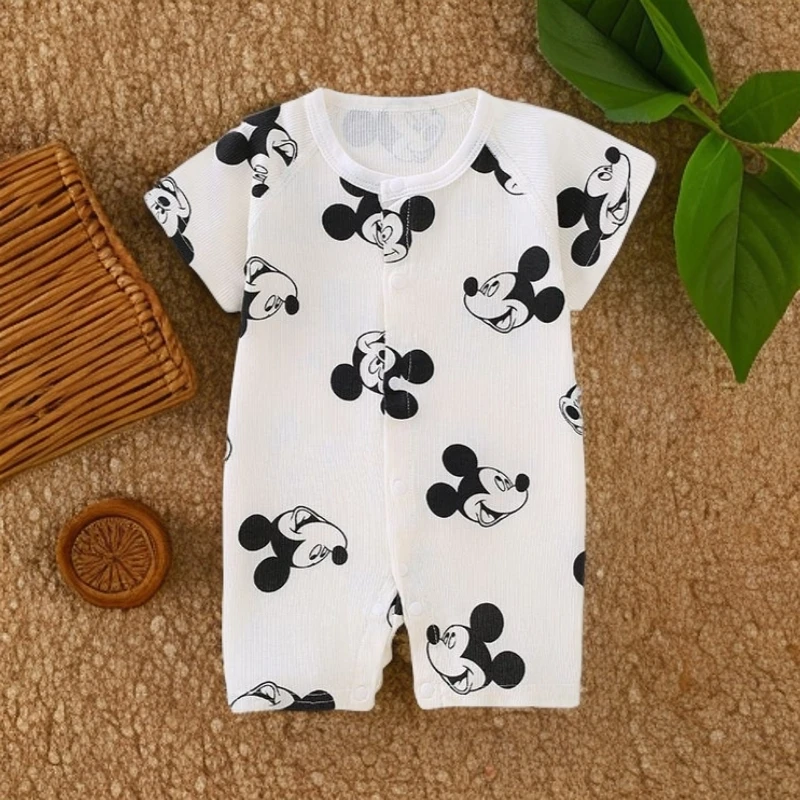 宝宝衣服夏季无骨a类爬爬服柔软婴儿卡通动物连体衣薄款短袖哈衣