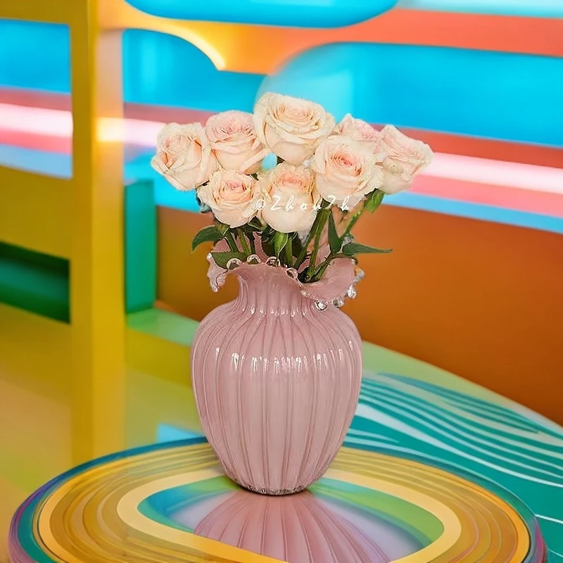 中古芬顿琉璃花瓶法式ins客厅插花摆件高级感琉璃花器欧式