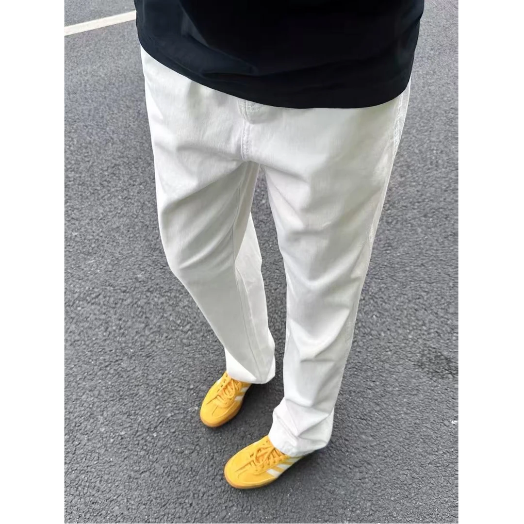 QUALCOMM欧若风显瘦白色牛仔裤男2025秋季新款百搭弹力直筒长裤子