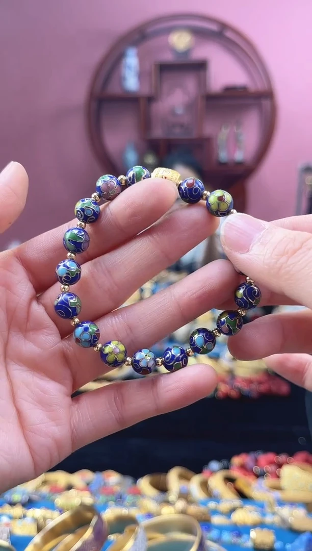 非遗 景泰蓝 工美 手串 宝蓝 带证书