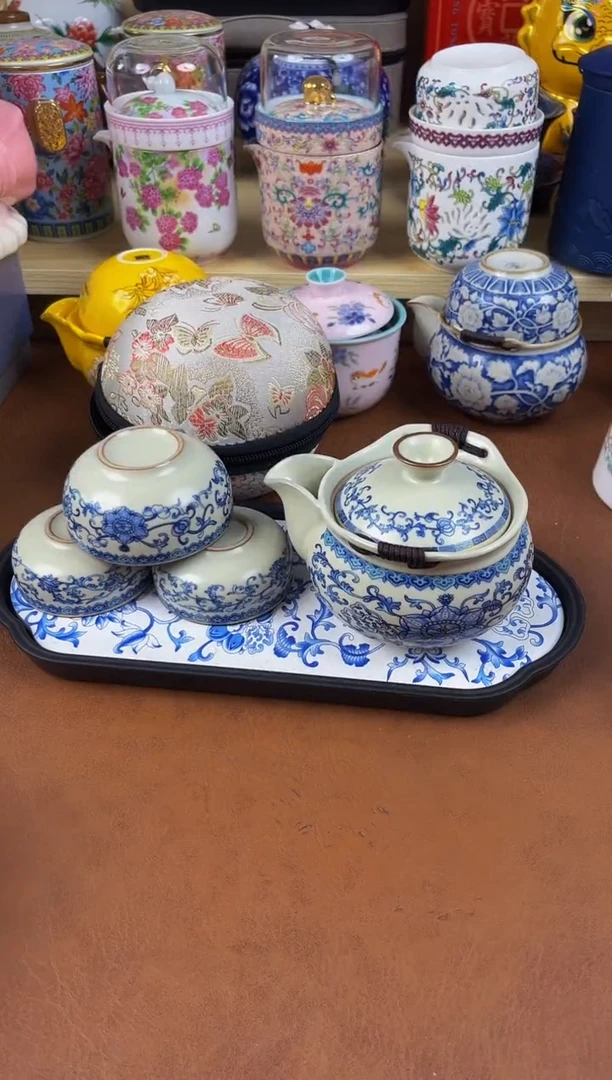 陶瓷茶具摆件旅行套组