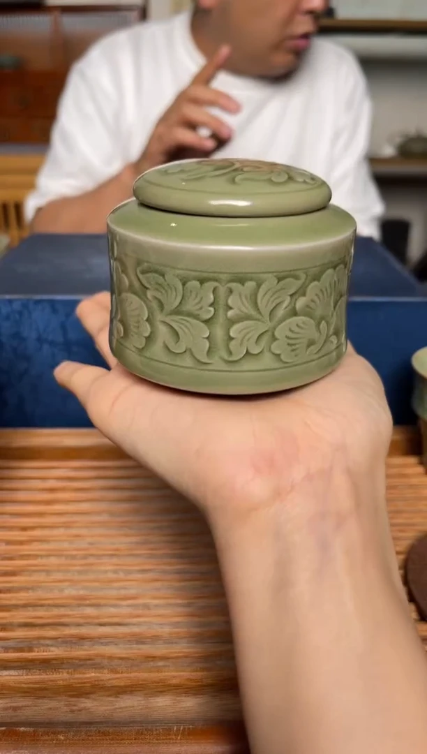 其他耀州窑手工牡丹醒茶罐