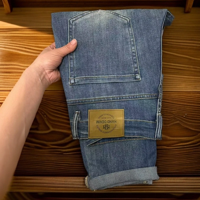 2025男士春夏新款时尚潮流复古牛仔裤休闲百搭弹力小直筒长裤