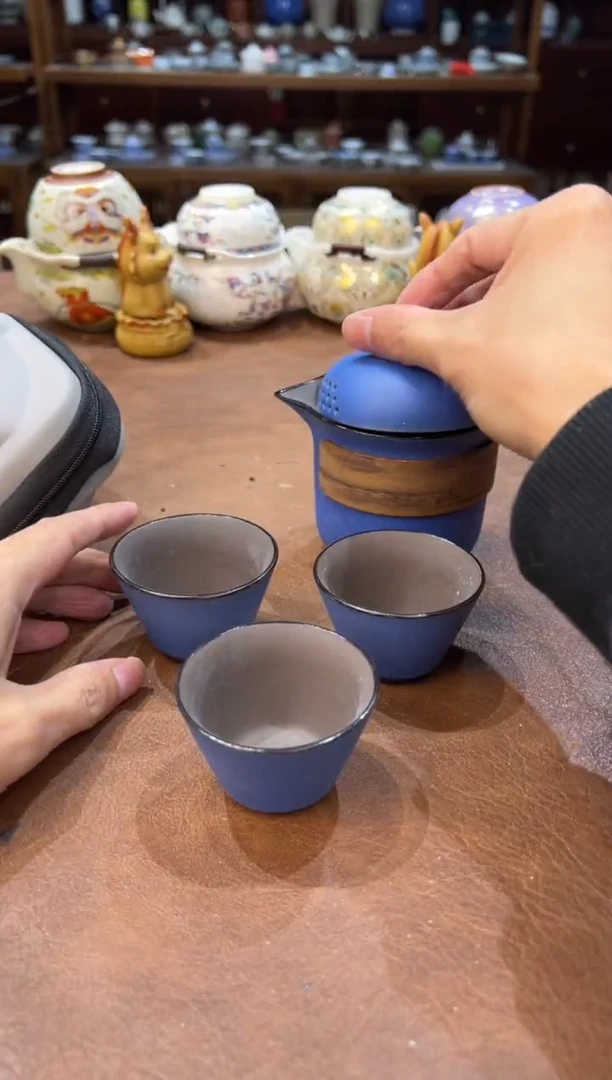 真的很便宜超好看会开片的旅行茶具