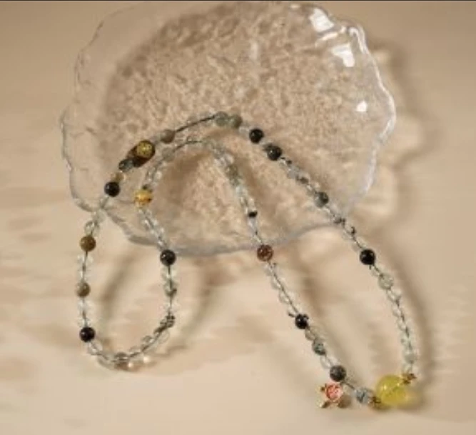 绿途亨通|天然水晶绿幽灵水晶手串小珠6mm大珠12mmH64HXSY1124B