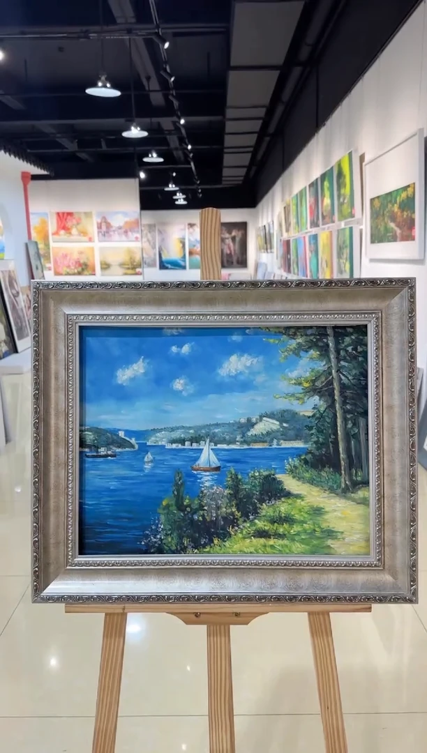 精品手绘油画作品《风景》50*40内框发