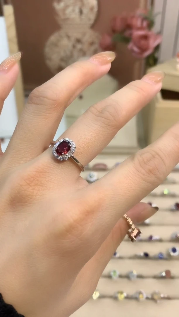 银S925镶嵌戒指石榴石石榴石