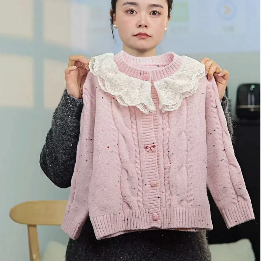 女童针织衫开衫外套2025新款春季针织毛衣星空点纱百搭洋气上衣