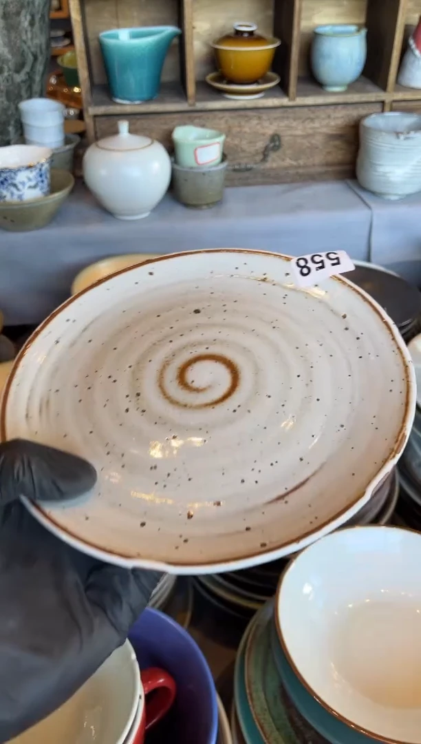 【闪购商品】瓷片558  白麻点浅盘1个