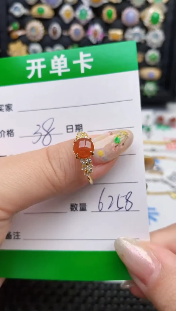 翡翠戒指银S925镶嵌6258