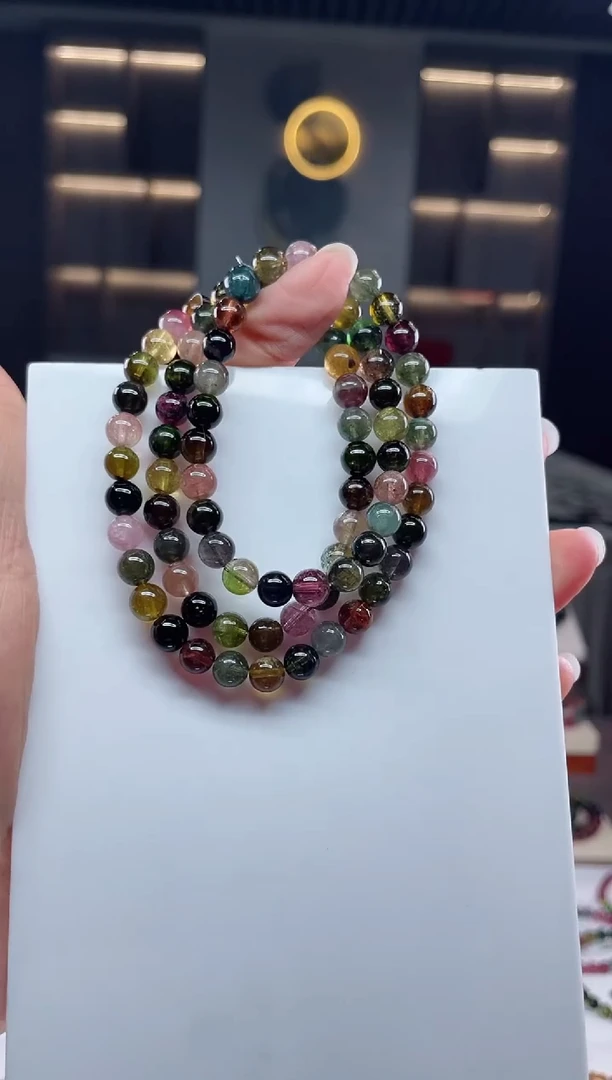 未镶嵌老矿碧玺三圈手串6mm+碧玺 多样性发一条）Q