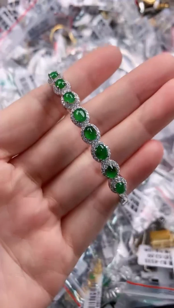 银S925镶嵌戒指翡翠6666---1