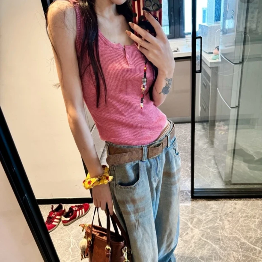 修身型纯欲风休闲风通勤背心吊带女修身挂脖设计感紧身韩版内搭