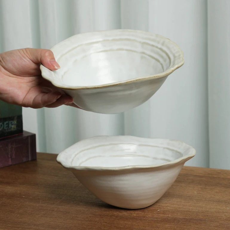 【瑕疵】陶瓷碗窑变沙拉碗高颜值双耳大碗手工汤面碗家用N3A