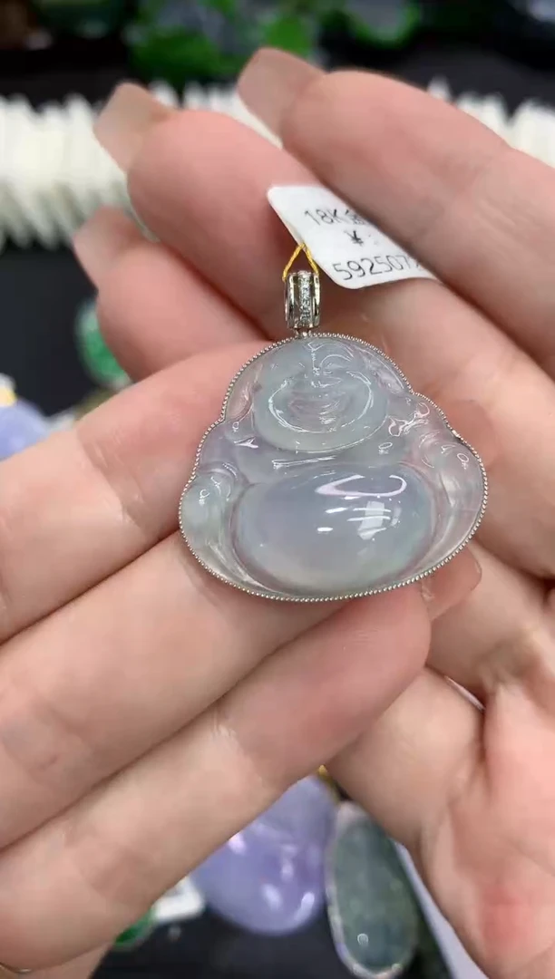 吊坠(不含链)18K金镶嵌翡翠11