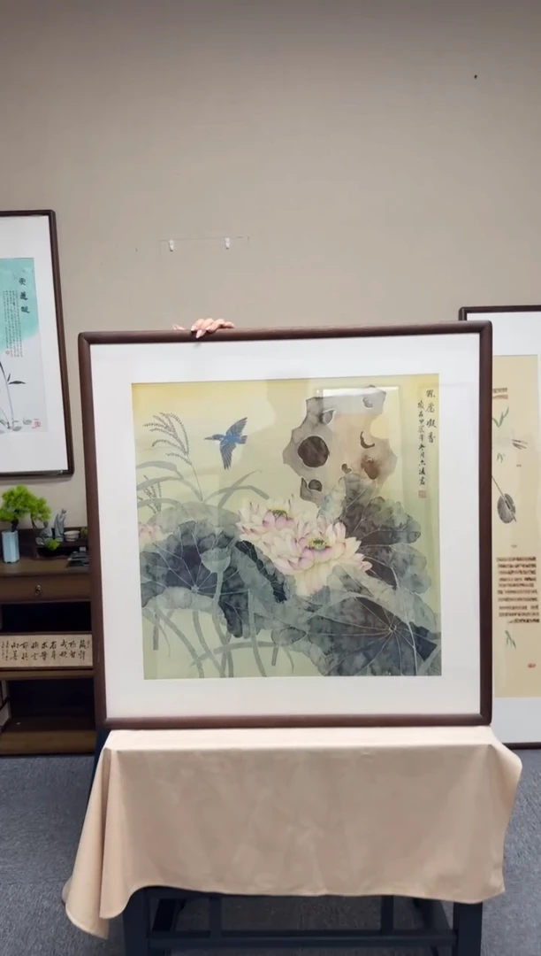书法刘亦凌-荷花-83*83尺寸
