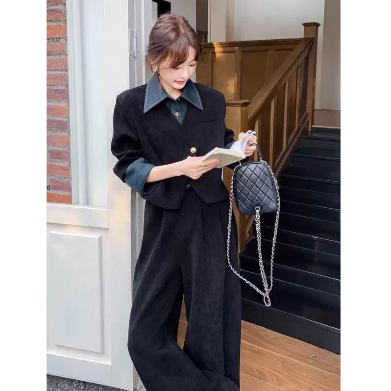 法式复古高级感套装女2025春季新款假两件外套休闲文艺穿搭两件套