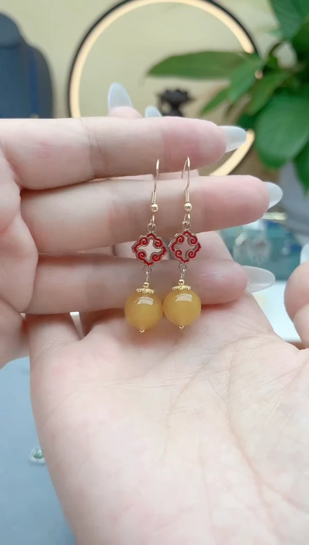 玛瑙/玉髓耳饰银S925镶嵌6502