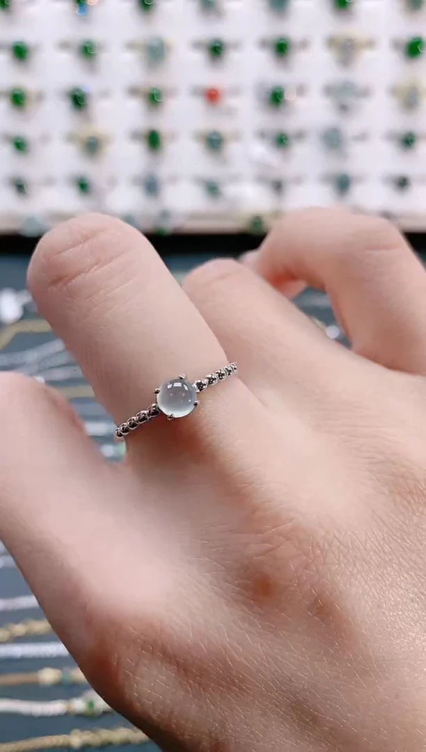 【闪购商品】翡翠戒指银S925镶嵌天然翡翠