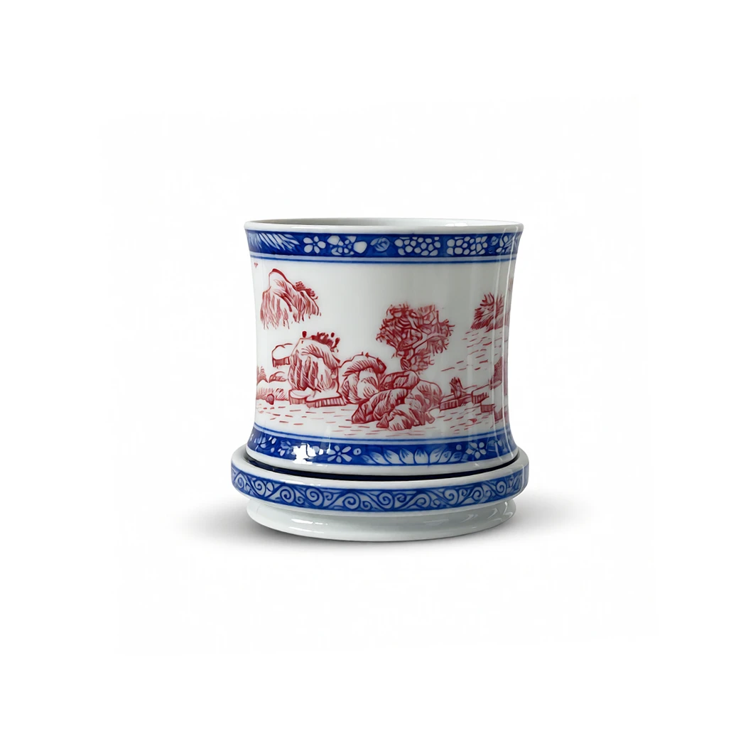 景德镇山水转转杯手工手绘釉下青花高温无毒品茗杯主人杯泡茶