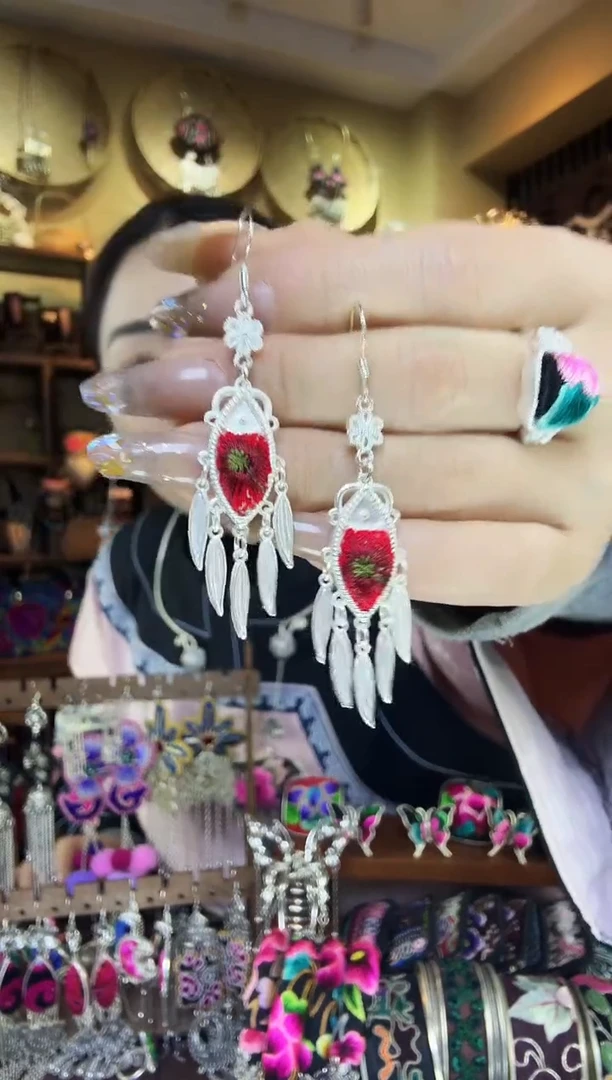 刺绣非遗刺绣民族风耳环