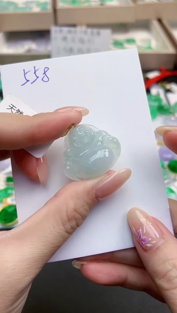 颈饰18K金镶嵌翡翠天然缅甸A货翡翠