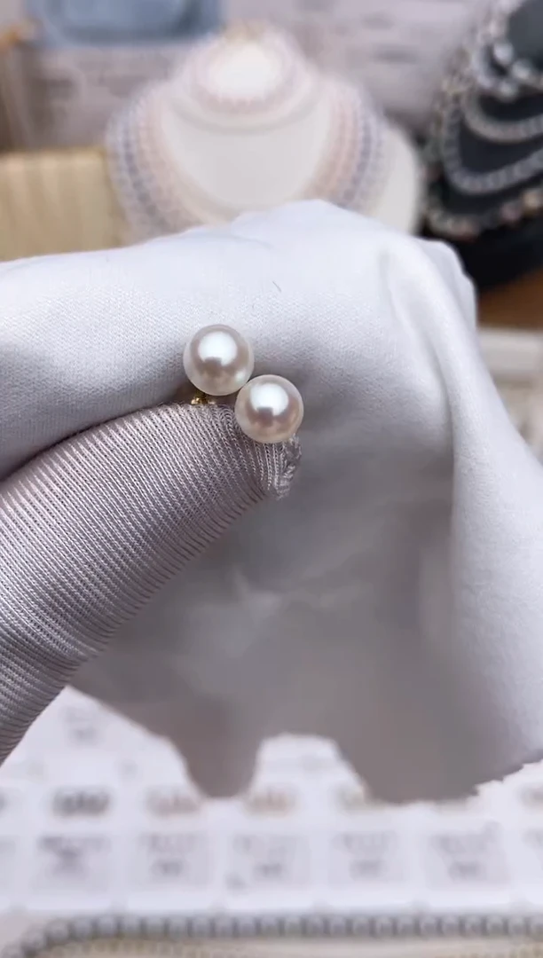 【闪购商品】海水珍珠耳饰18K金镶嵌特选福利6-7mm不退不换