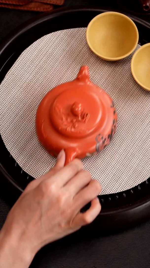 茶壶紫砂QST32橘红砂寿桃仿古250cc