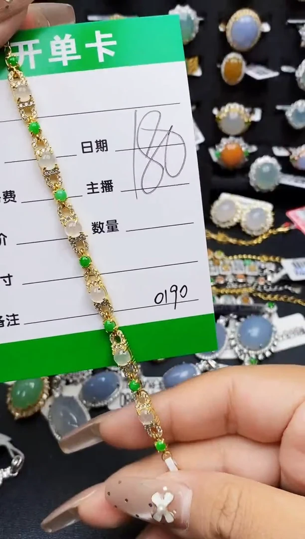 翡翠戒指银S925镶嵌0190
