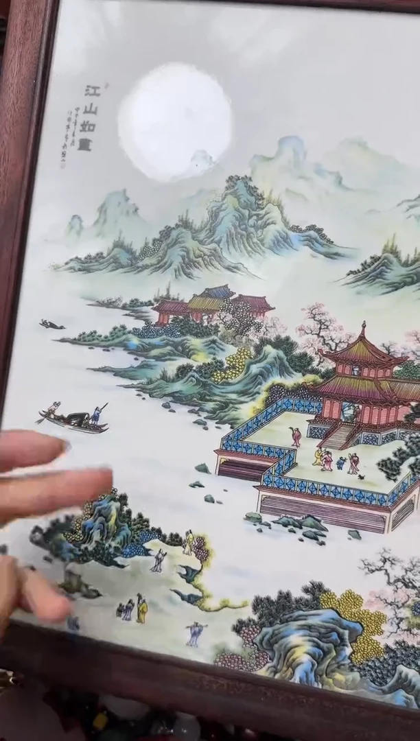 香榧木瓷画。主播推荐：一物一拍，讲解为准！