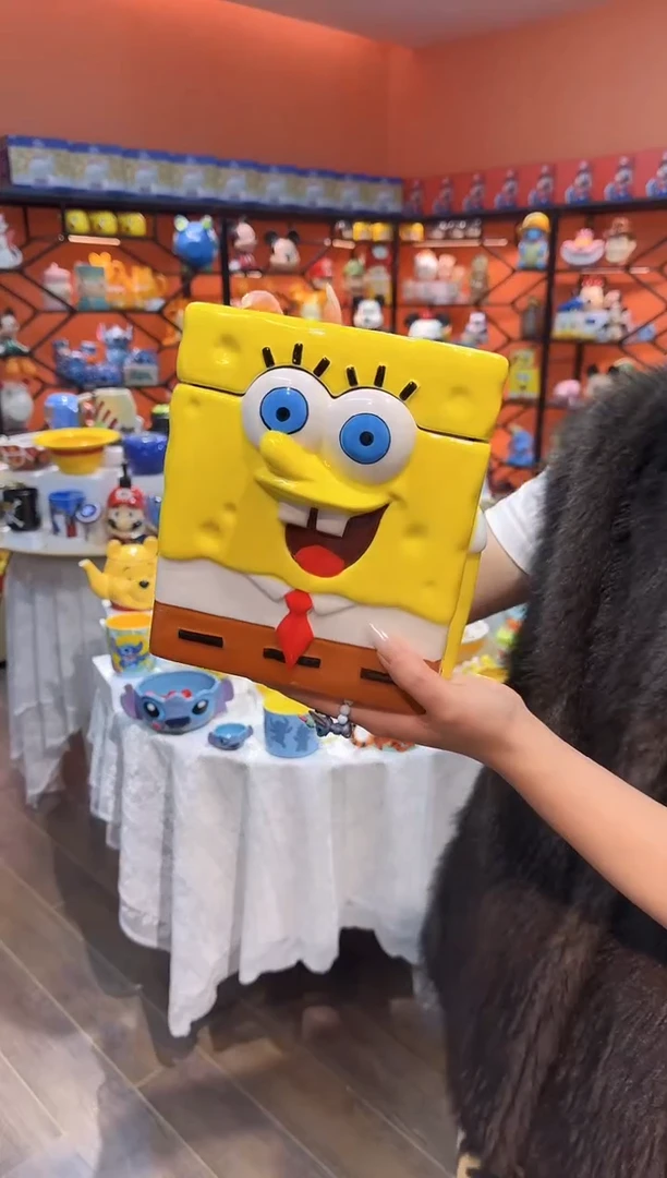 瓷片@@海绵宝宝陶瓷饼干罐