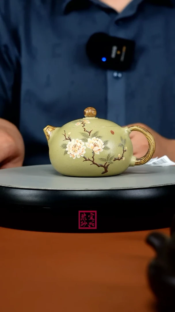 茶壶紫砂李传荣豆青砂泥绘西施220CC