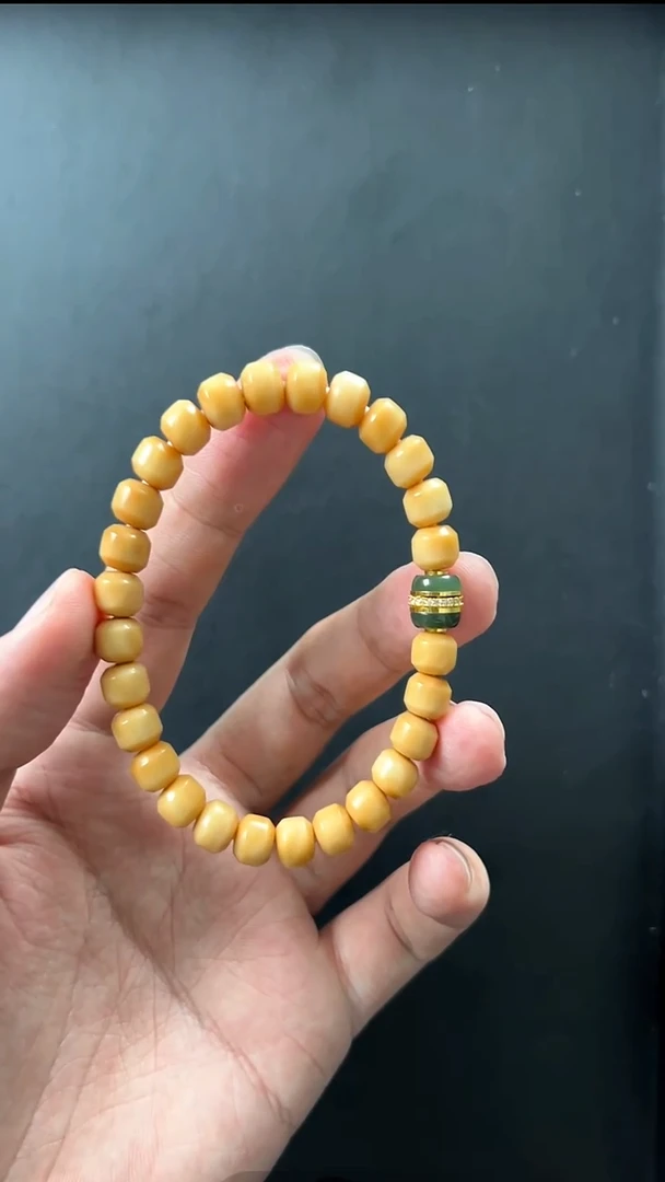 手串菩提未镶嵌【元旦福利款】龙脊菩提配青玉汉堡珠手串