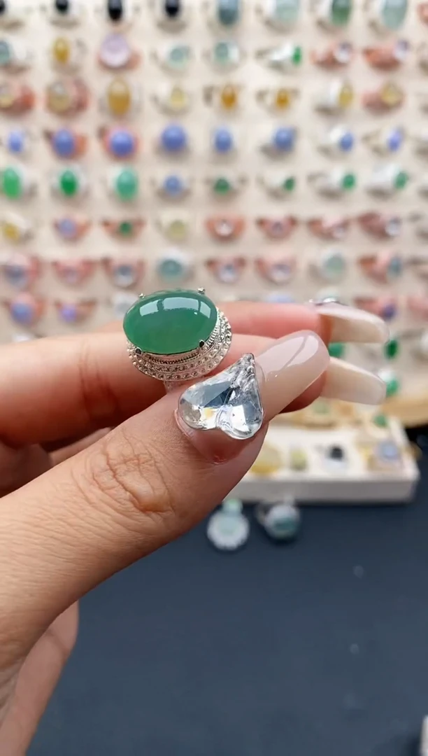 【闪购商品】翡翠戒指未镶嵌 缅甸天然A货翡翠444  9+8