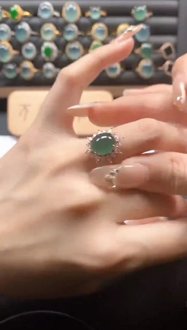 银S925镶嵌戒指翡翠6511