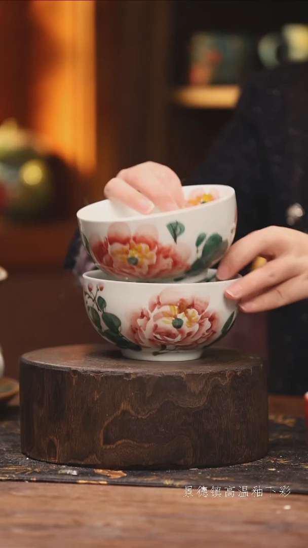 陶瓷景德镇高温釉下手绘陶瓷